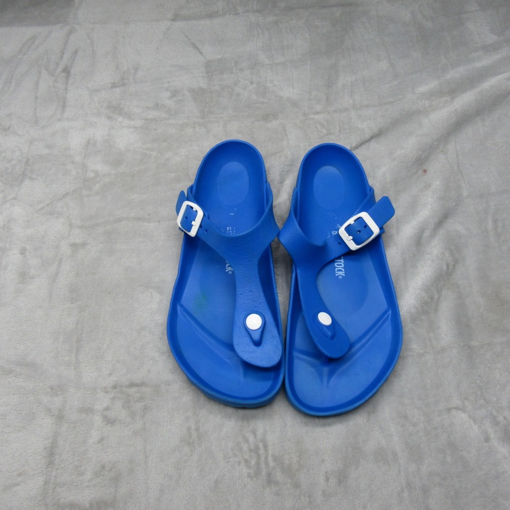 Birkenstock Unisex Sandals W8 M6 Blue Gizeh EVA Thong Adjustable Buckle Strap - Picture 2 of 13
